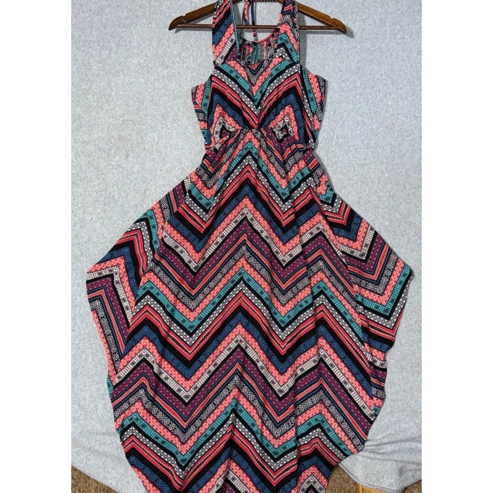 Candie's Tribal Aztec Chevron Halter Maxi Dress Small Y2K Festival Romper Gown